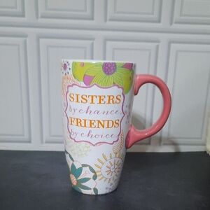 Sisters by Chance Floral Mug with Pink Handle
